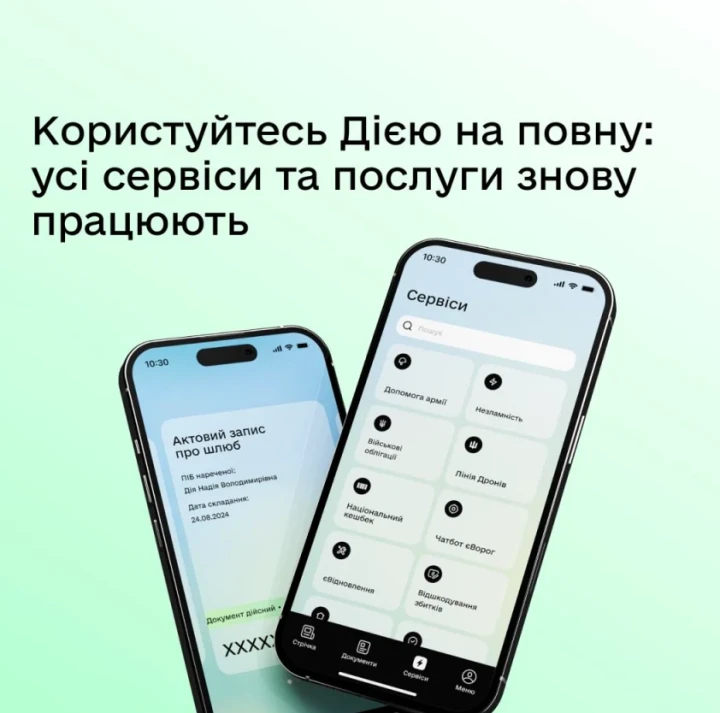 Сервіси та послуги в Дії знову доступні після технічної паузи