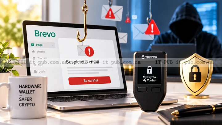 Trezor попередив про фішингову атаку через Brevo